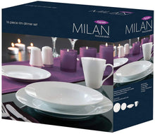 Load image into Gallery viewer, Rayware Milan Rim 16 Piece Fine Porcelain Dinner Set Classic White Dinner Set
